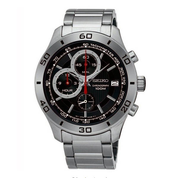 SEIKO CHRONOGRAPH SSB187 BLACK DIAL STAINLESS STEEL