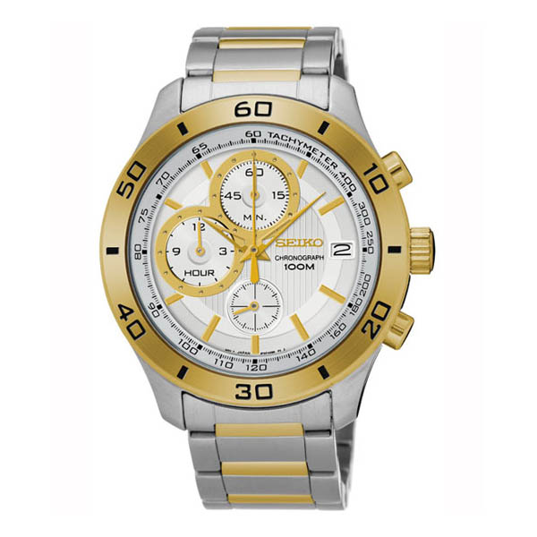 SEIKO CHRONOGRAPH SSB188 SILVER GOLD STAINLESS STEEL