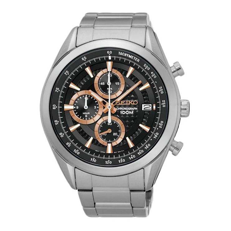SEIKO CHRONOGRAPH SSB199 BLACK DIAL STAINLESS STEEL