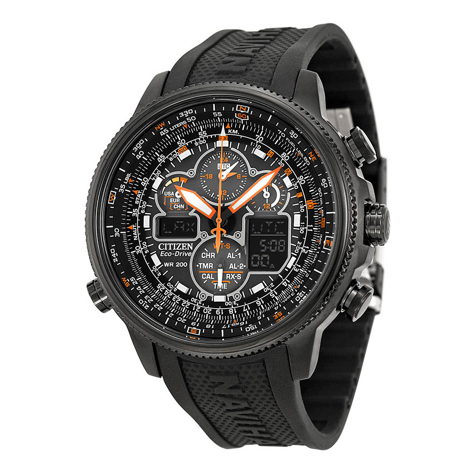 CITIZEN JY8035-04E ECO-DRIVE NAVIHAWK A-T BLACK DIAL