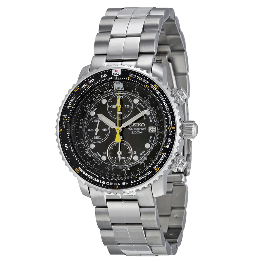 SEIKO CHRONOGRAPH SNA411 Flight Alarm BLACK DIAL