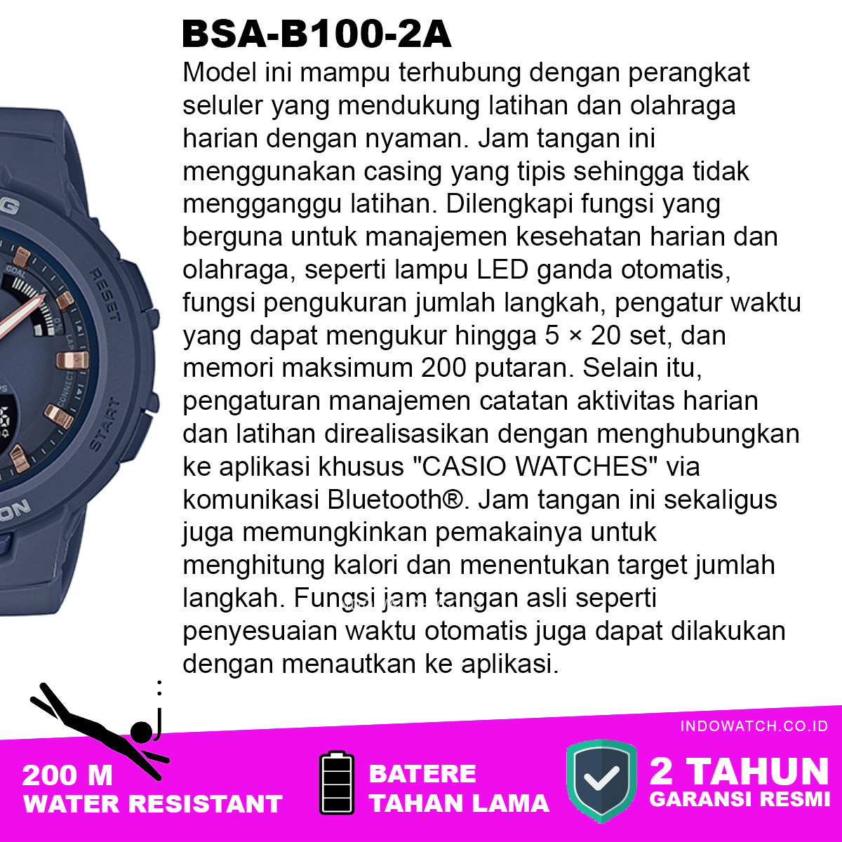 Casio Baby-G BSA-B100-2A BLUETOOTH - Image 3