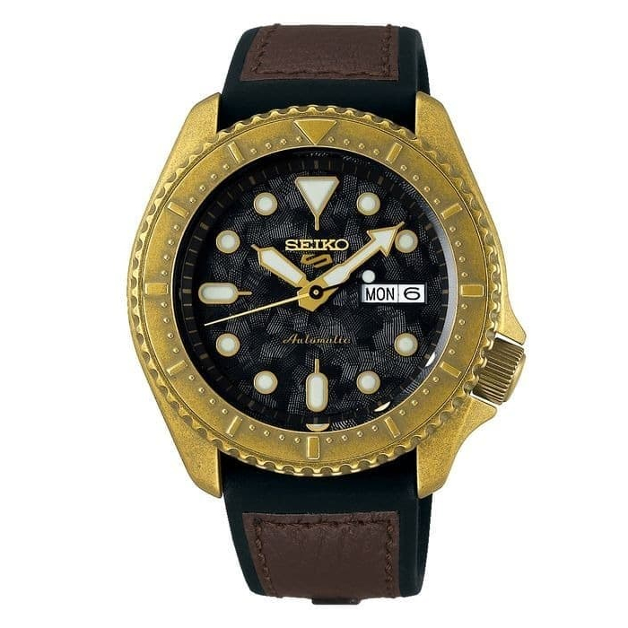 Seiko 5 SRPE80K1 Automatic Black dial brown band