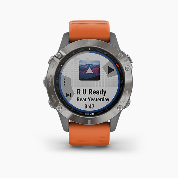 Garmin fenix 6 Sapphire - Titanium with Ember Orange Band - Image 2
