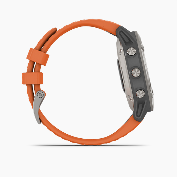 Garmin fenix 6 Sapphire - Titanium with Ember Orange Band - Image 4