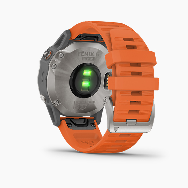Garmin fenix 6 Sapphire - Titanium with Ember Orange Band - Image 5