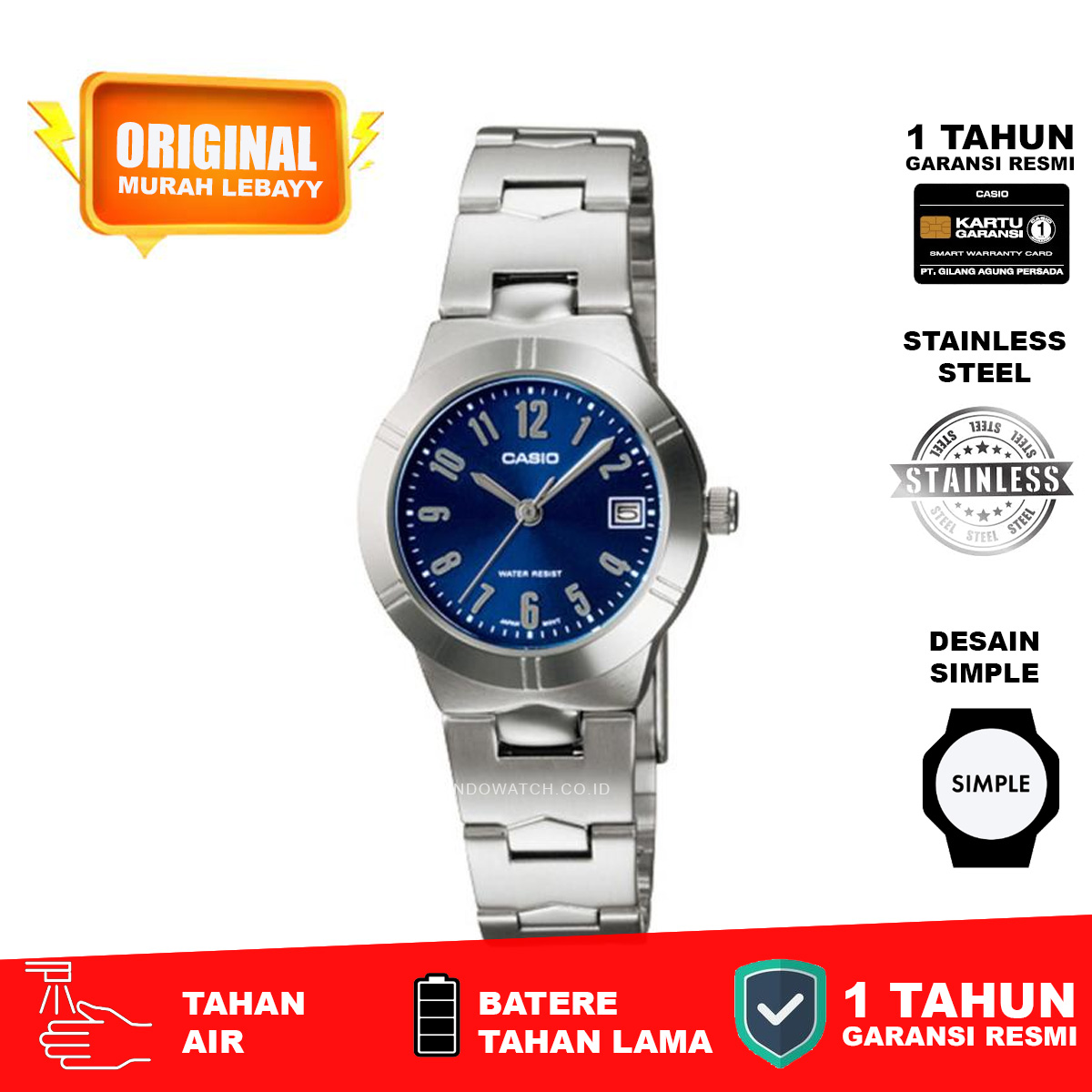 Casio Standard LTP-1241D-2A2 Full Stainless Steel