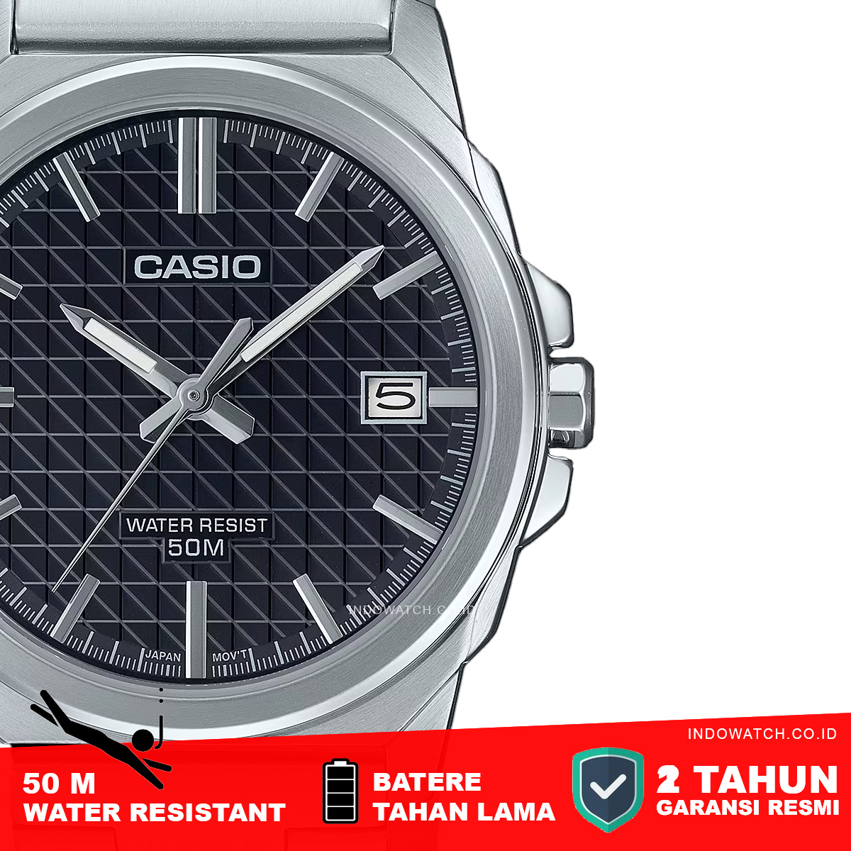 Casio Standard MTP-E720D-8AV Full Stainless Steel - Image 3