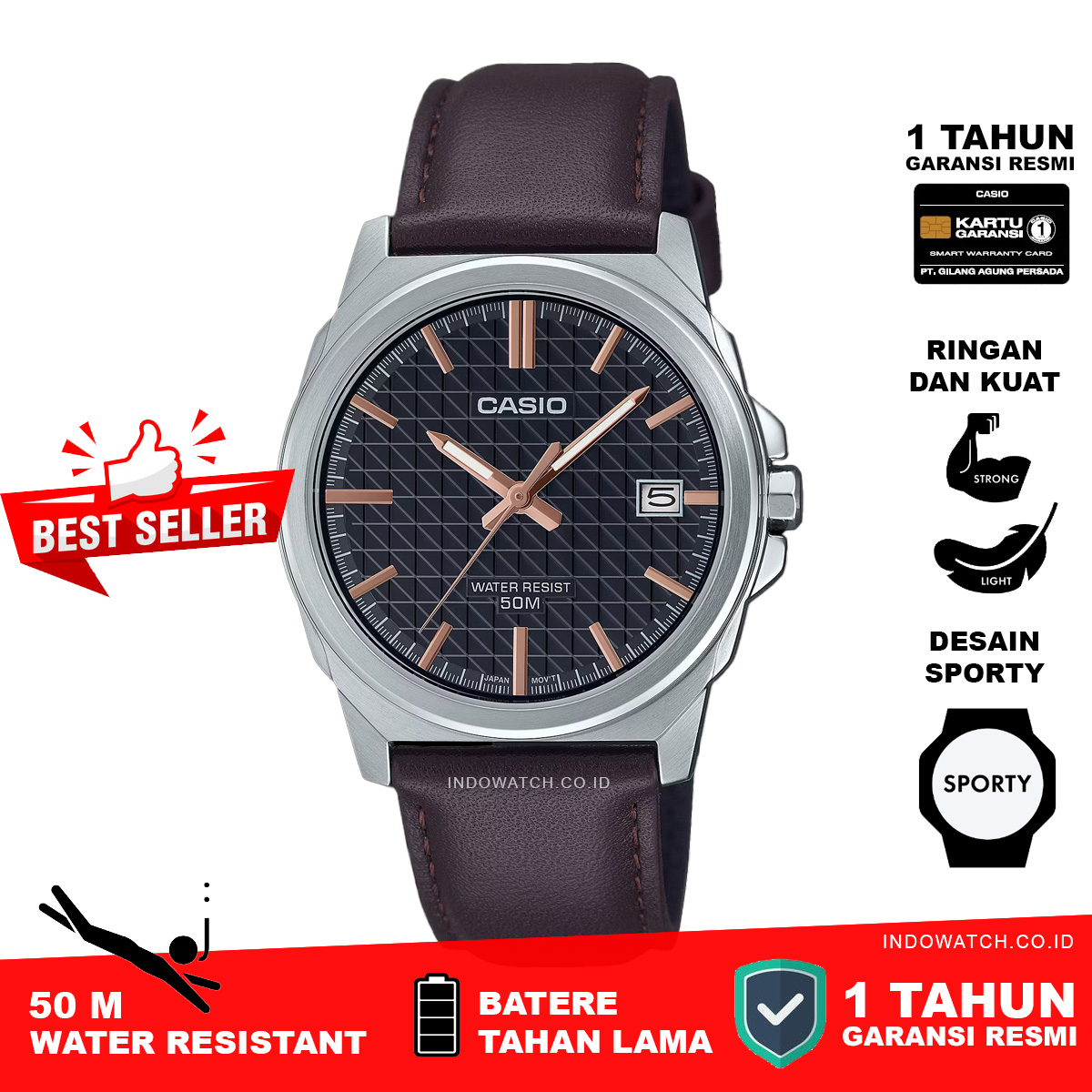 Casio Standard MTP-E720L-5AV Tali Kulit
