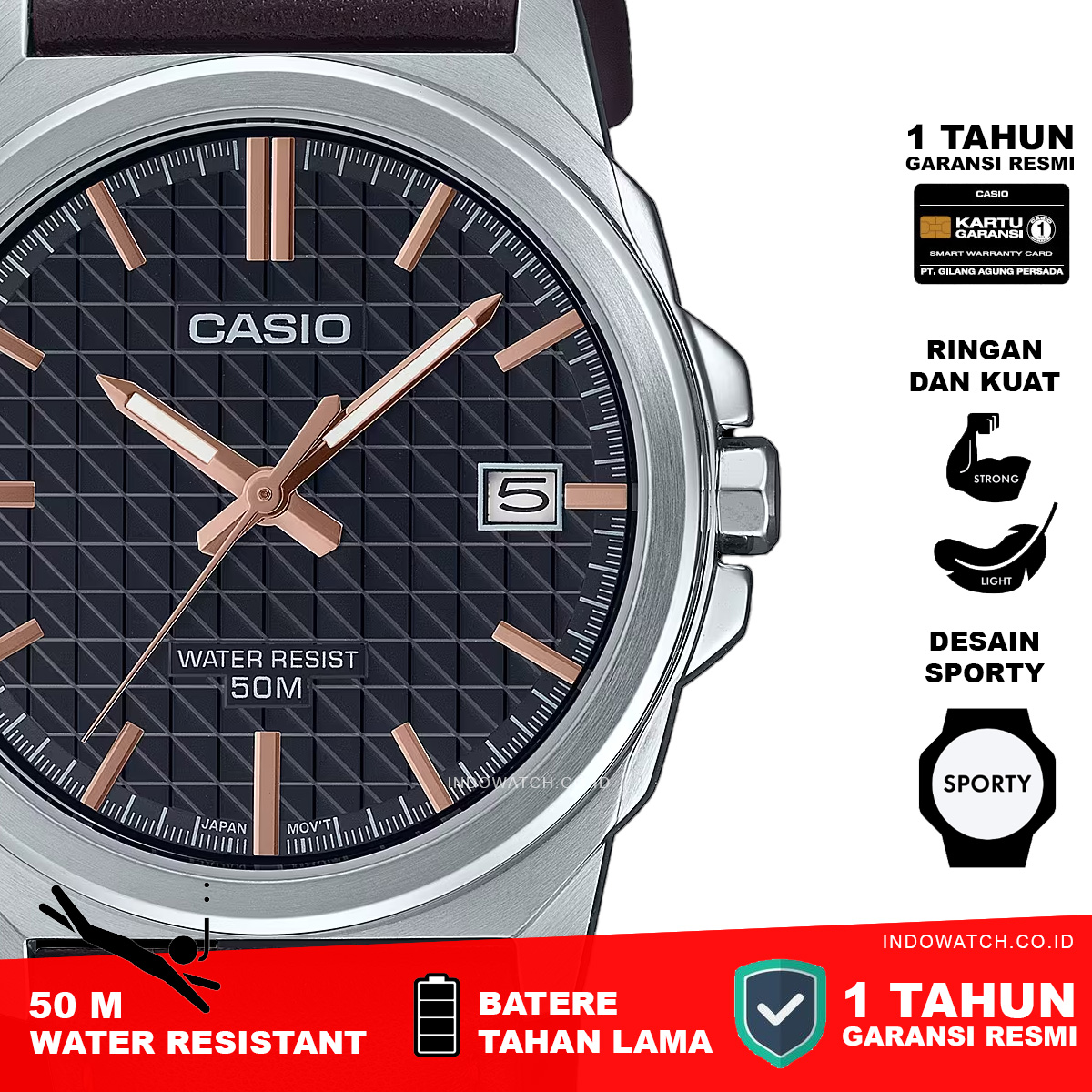 Casio Standard MTP-E720L-5AV Tali Kulit - Image 3