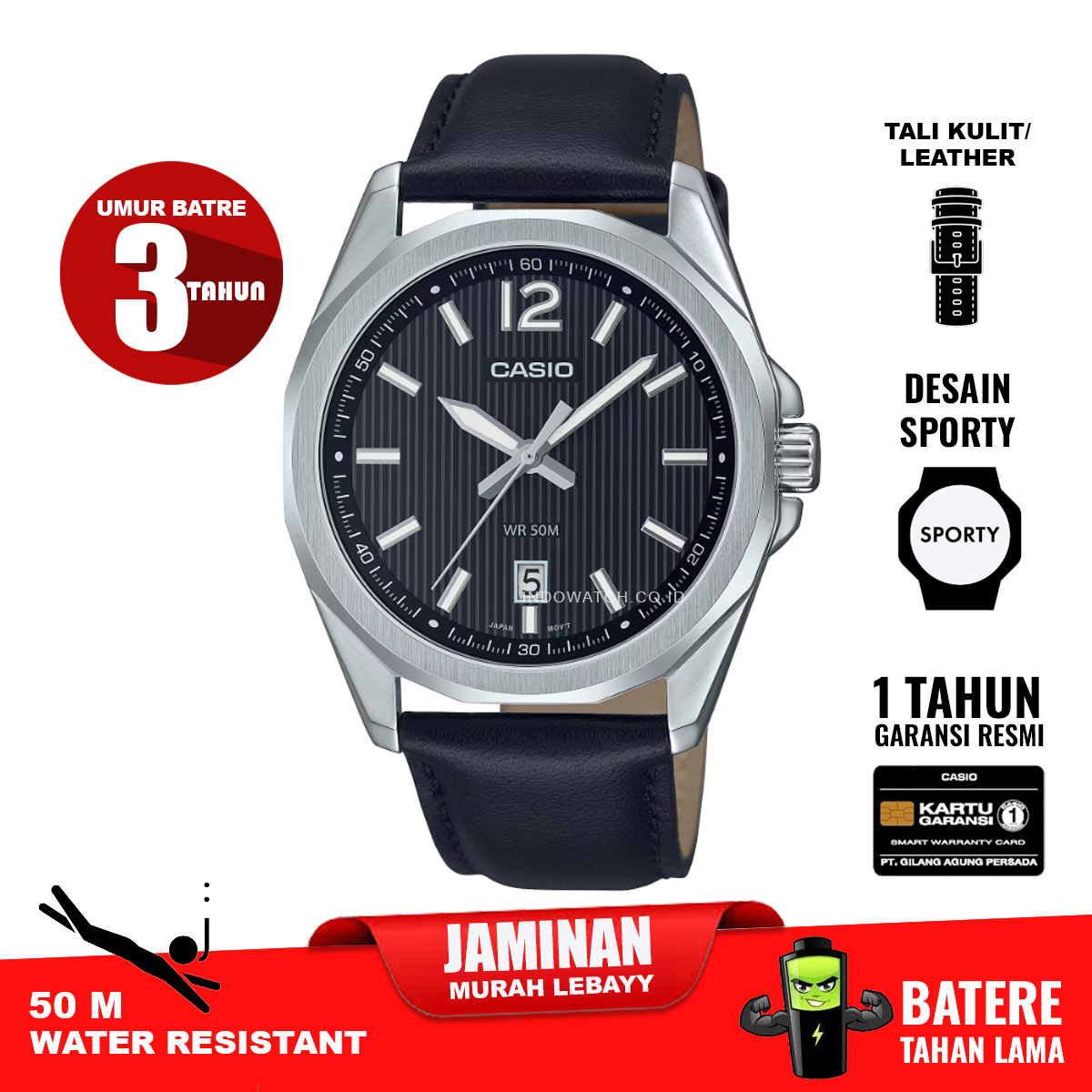 Casio Standard MTP-E725L-1AV Tali Kulit