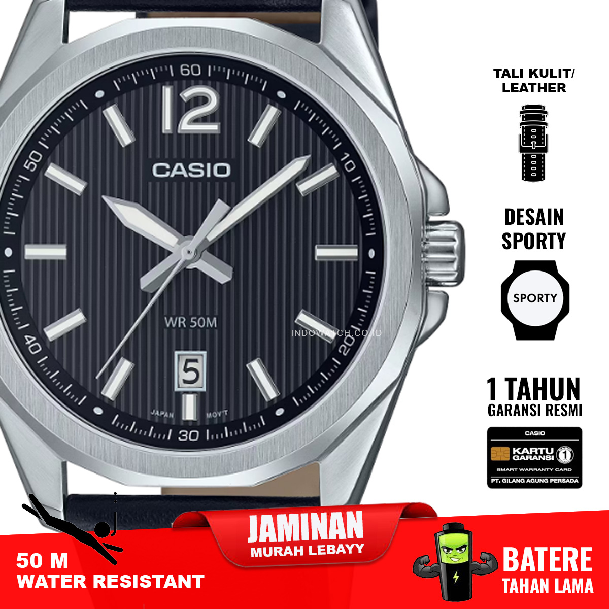 Casio Standard MTP-E725L-1AV Tali Kulit - Image 2