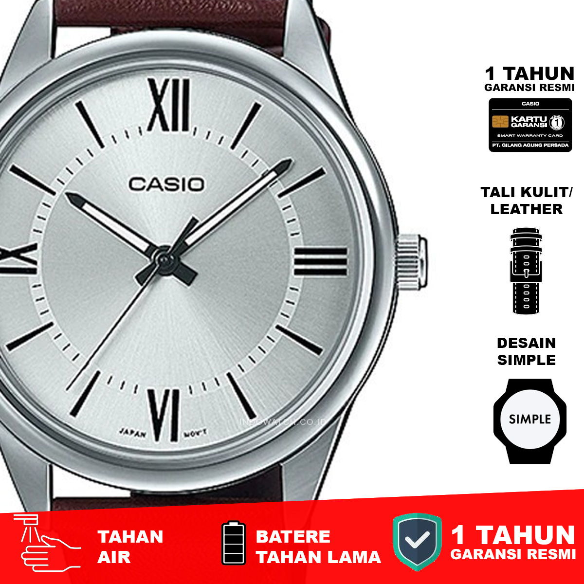 Casio MTP-V005L-7B5 jam pria tali kulit - Image 2