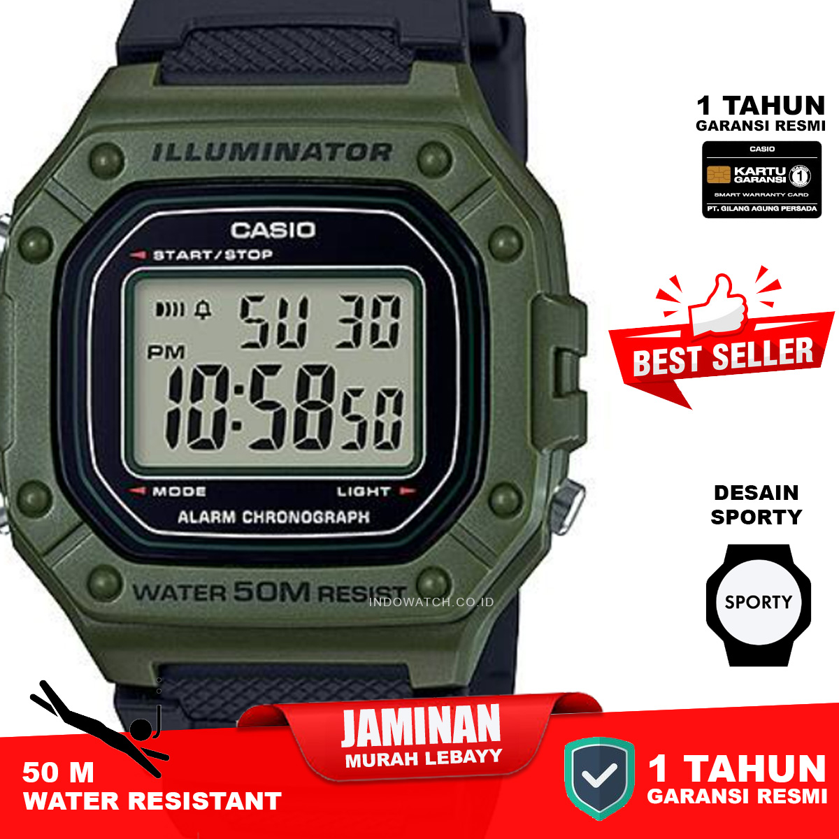 Casio W-218H-3AV jam tangan full digital - Image 2