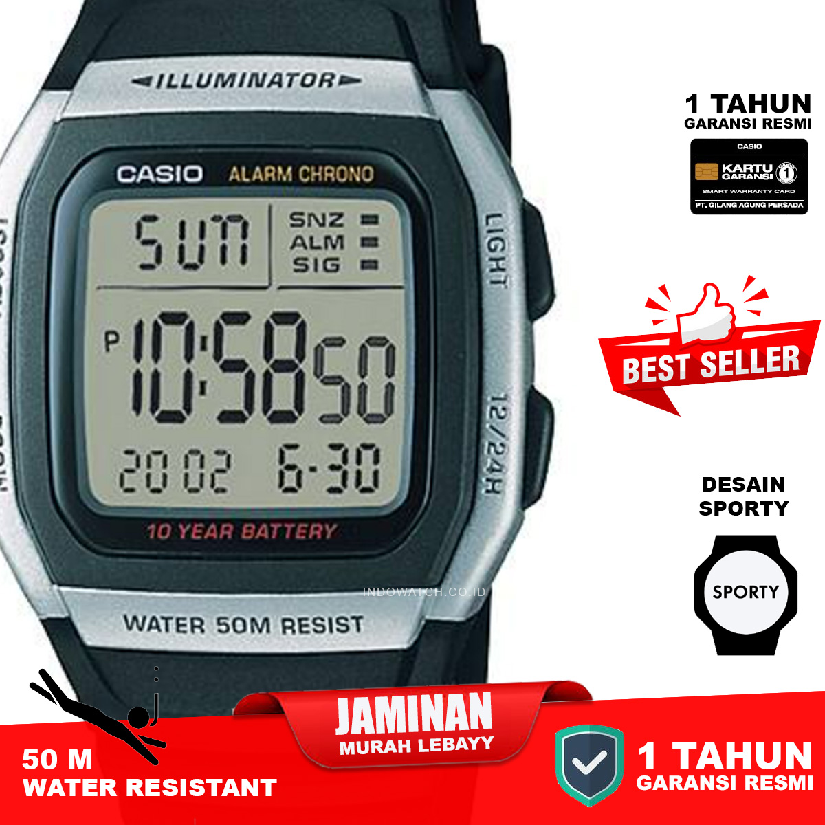 Casio Standard W-96H-1AV full digital - Image 2