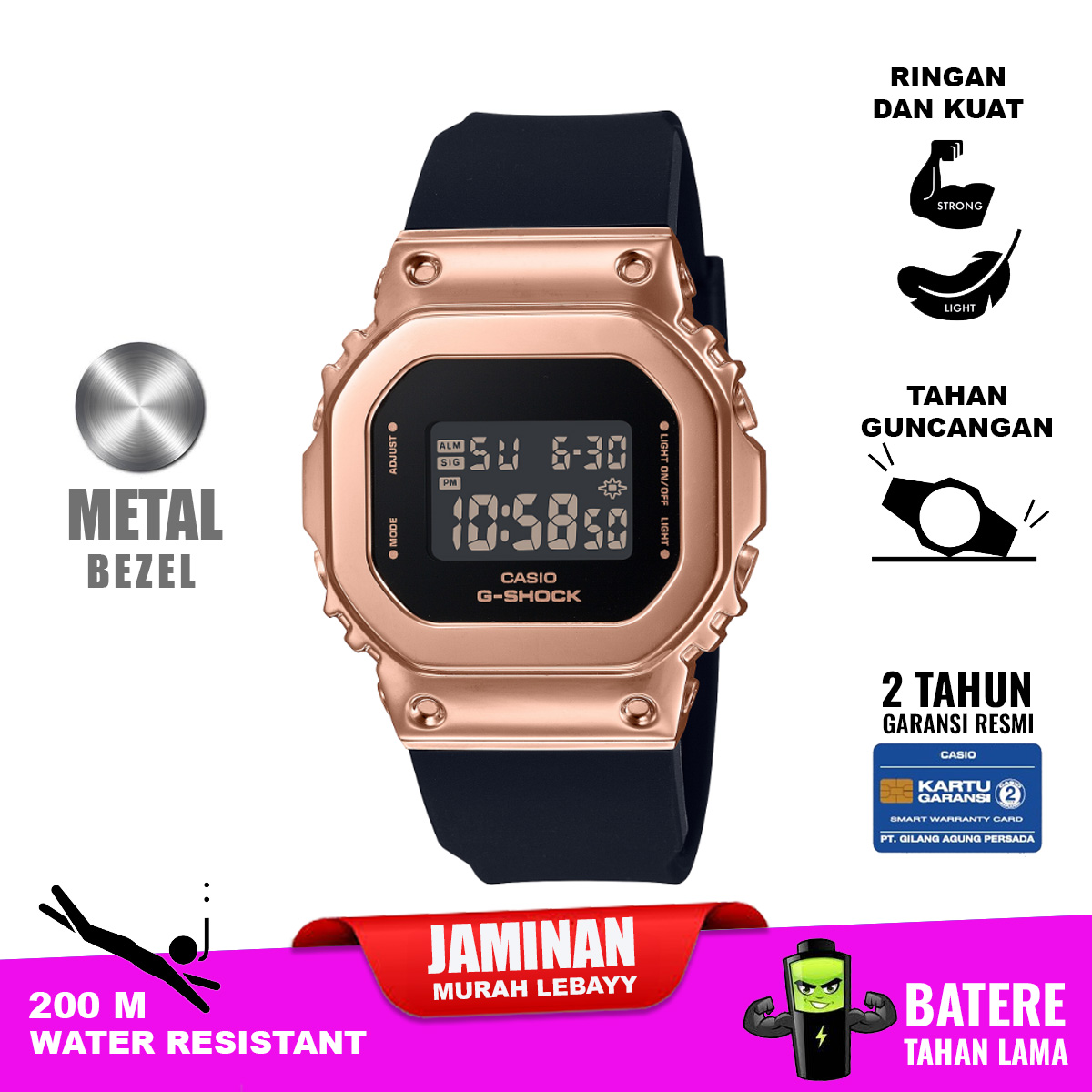 Casio G-Shock GM-S5600PG-1 jam tangan wanita