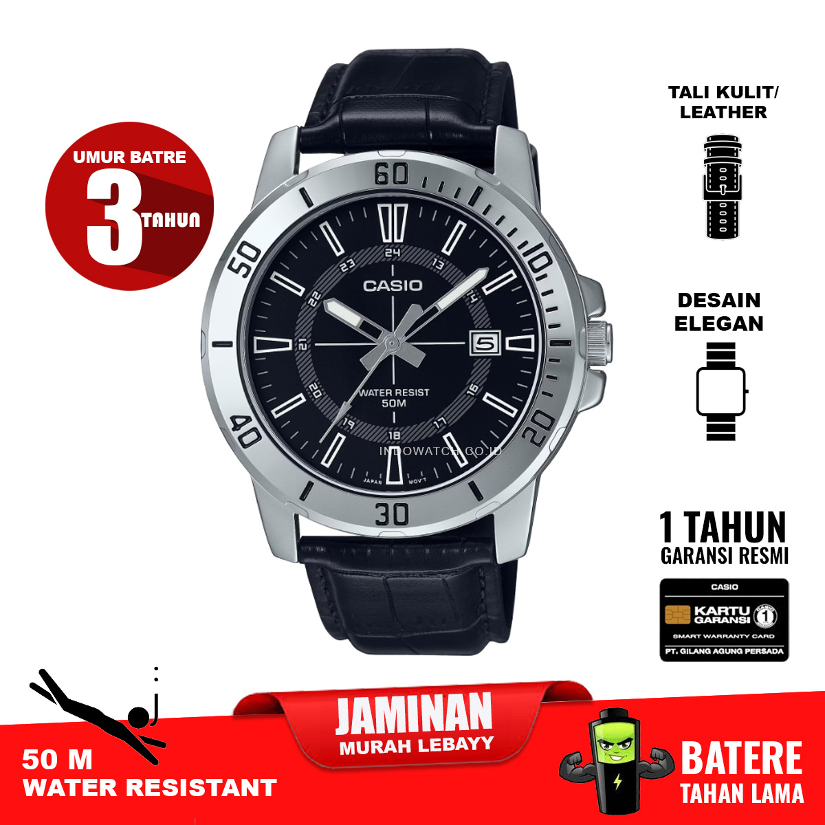 Casio MTP-VD01L-1CV jam pria tali kulit